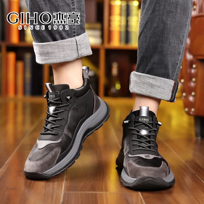 GIHO Insulated Shoe Slip-Resistant Mid-Top Casual Shoes Men's Black-5