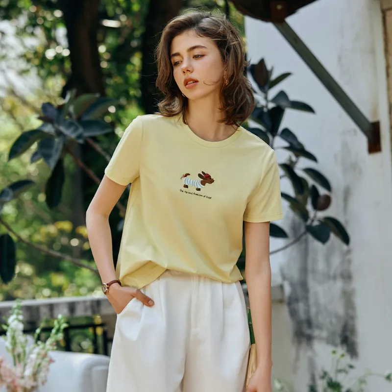 Olrain Regular T Shirt Women's Mustard Yellow-3