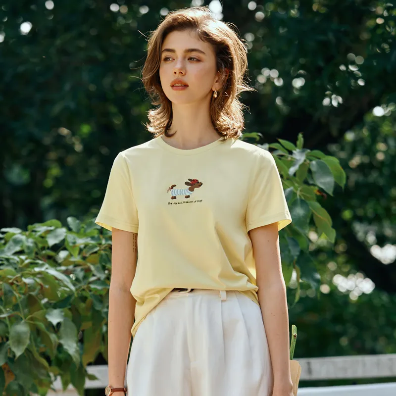 Olrain Regular T Shirt Women's Mustard Yellow-5
