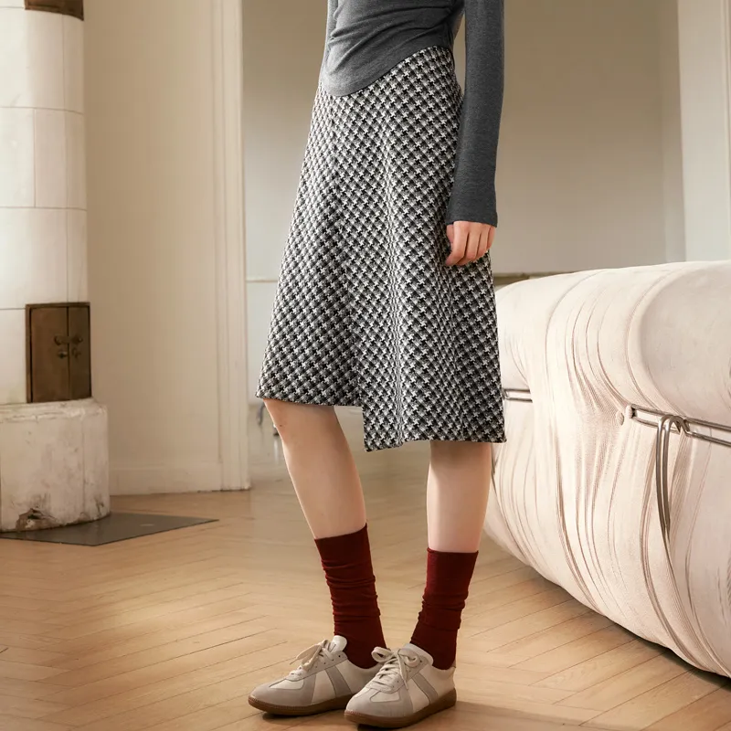 Olrain Casual Long Skirts Women's Black-6