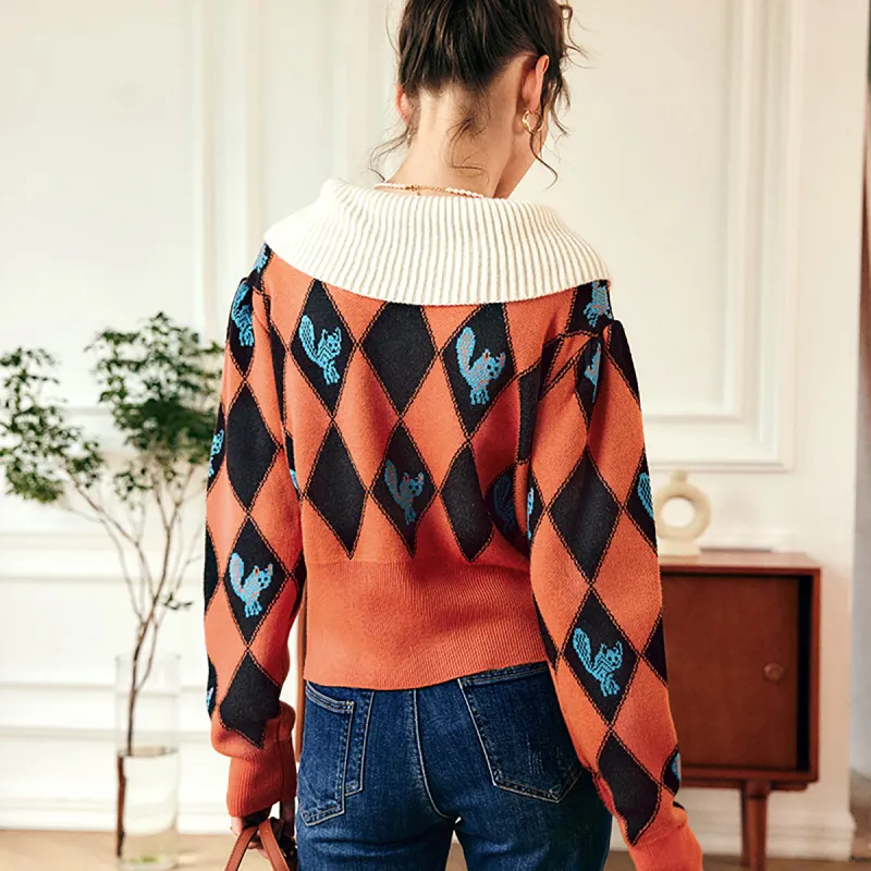 Olrain Sweaters Women's Orange-2