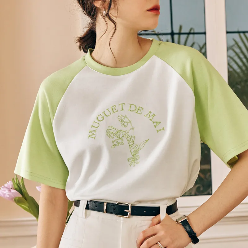 Olrain Raglan Sleeve T Shirt Women's Ecru-1
