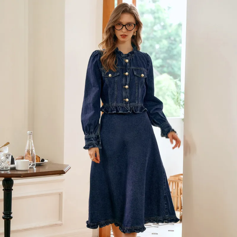 Olrain Skirt Set Women's Dark Blue-2