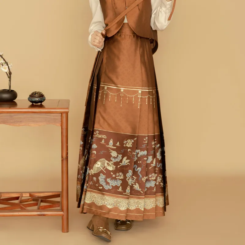 Olrain SS24 Casual Long Skirts Women's Brown-3