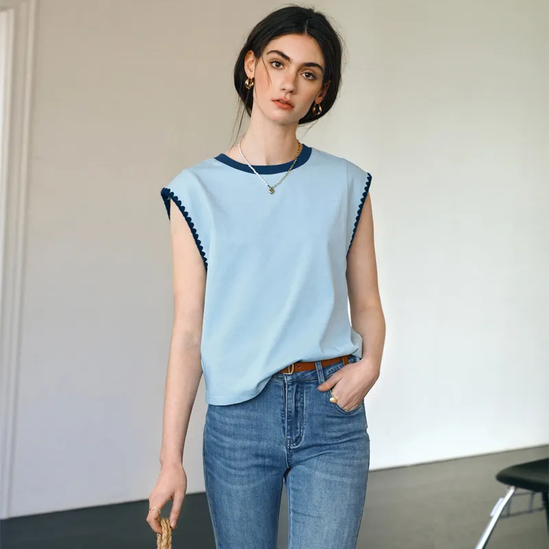 Olrain T Shirts Women's Blue-4