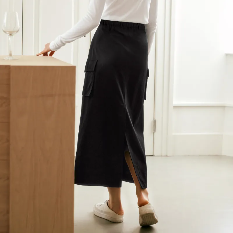 Olrain Casual Long Skirts Women's Black-4