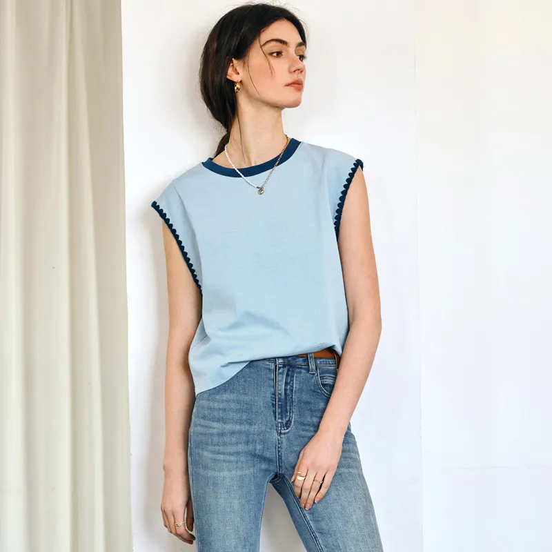 Olrain T Shirts Women's Blue-3
