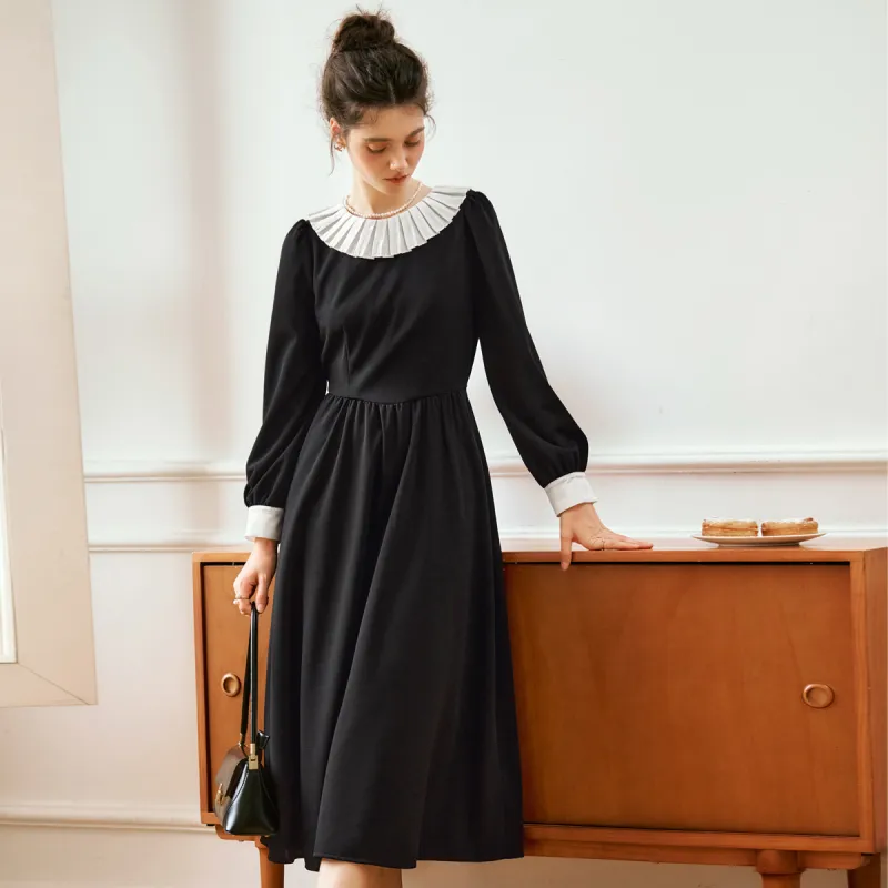 Olrain Long Sleeved Dresses Women's Black-3