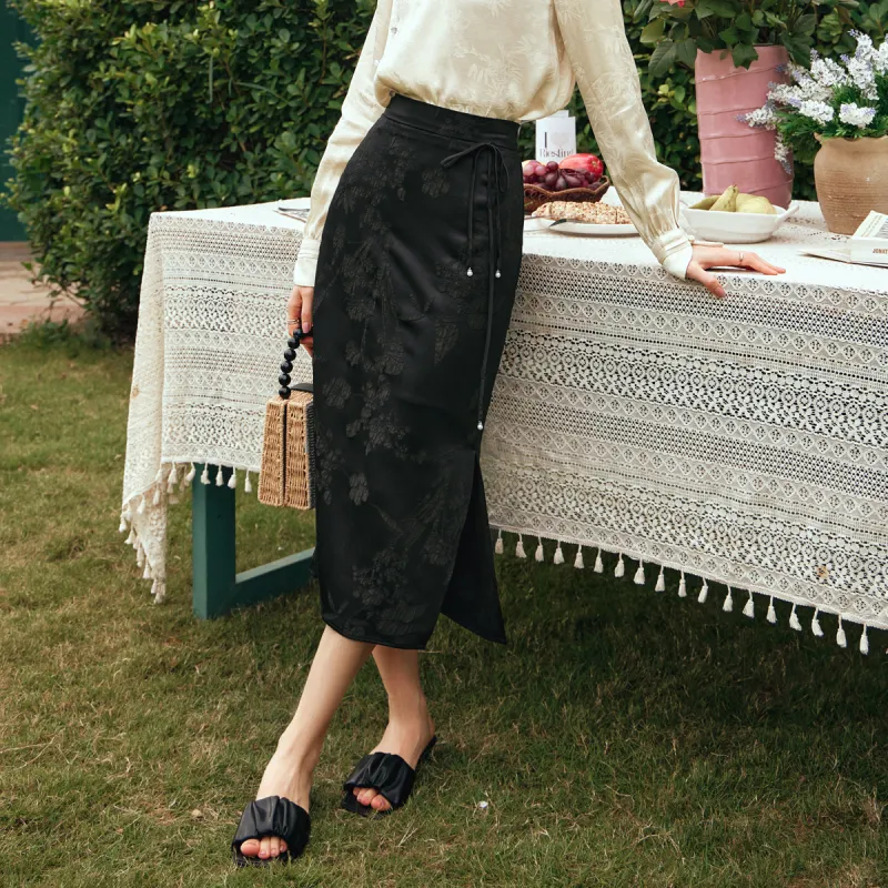 Olrain Casual Long Skirt Women's Black-2