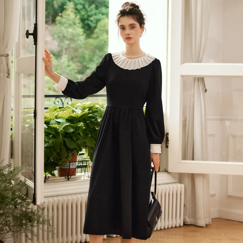 Olrain Long Sleeved Dresses Women's Black-4