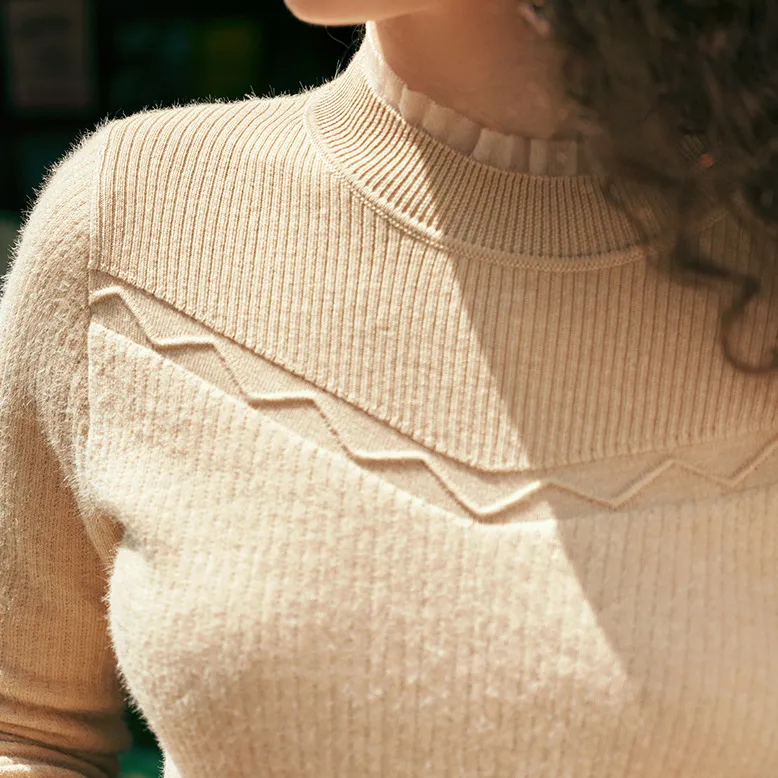 Olrain Sweater Women's Chen Yarn Beige-2