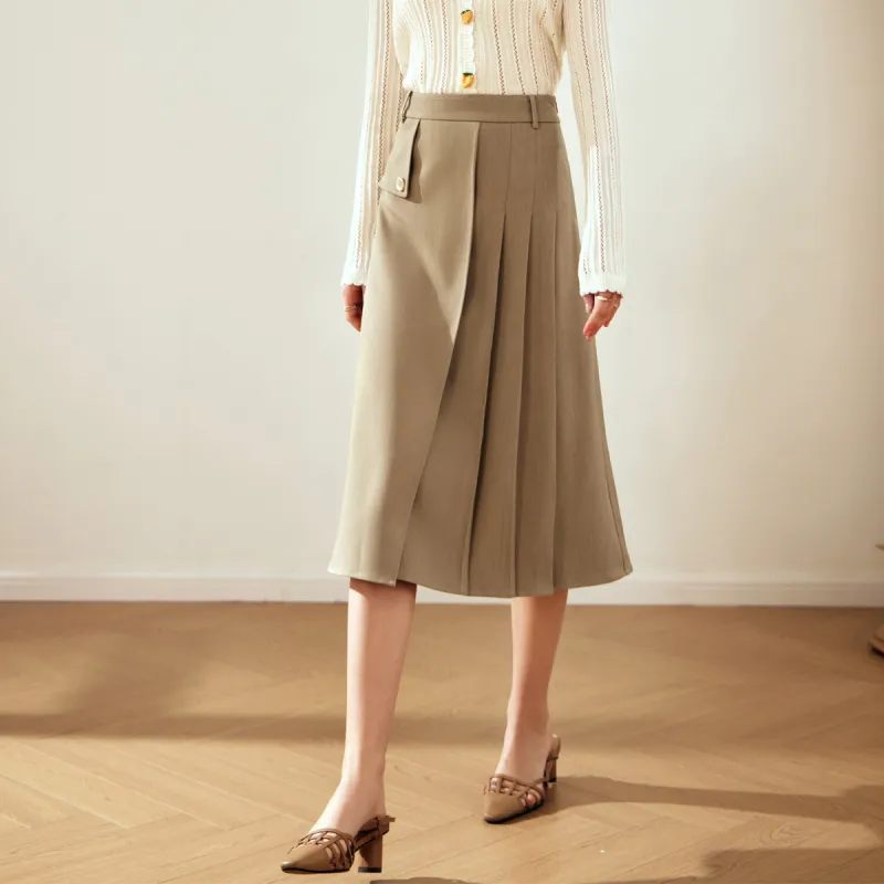 Olrain Casual Long Skirts Women's Khaki-3