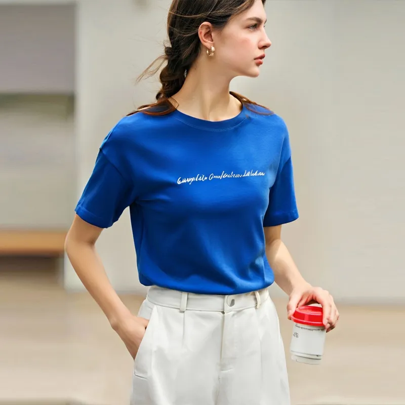 Olrain Regular T Shirt Women's Klein Blue-4