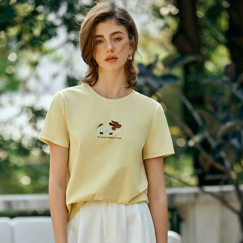 Olrain Regular T Shirt Women's Mustard Yellow-1