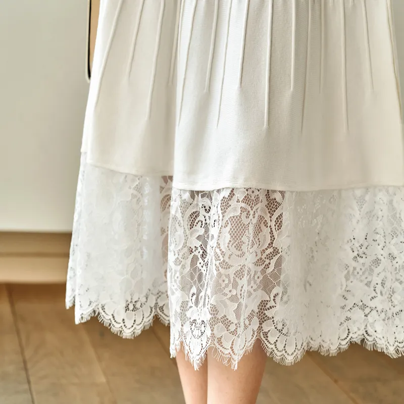 Olrain Casual Long Skirts Women's White-4
