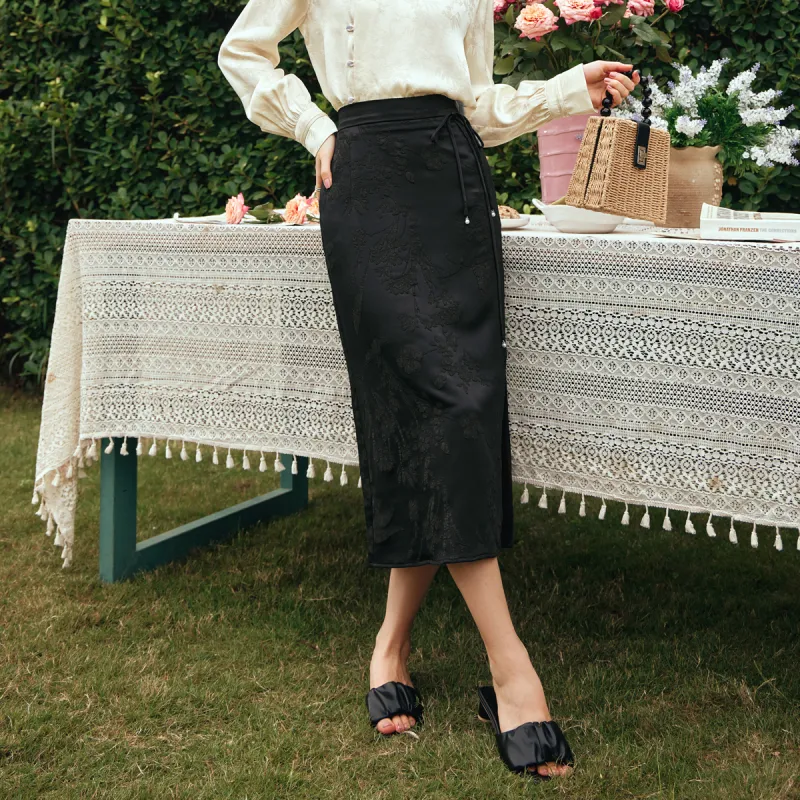 Olrain Casual Long Skirt Women's Black-6