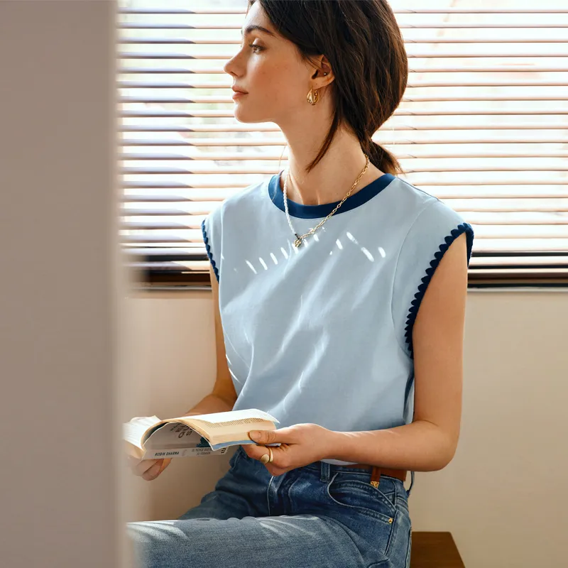 Olrain T Shirts Women's Blue-2