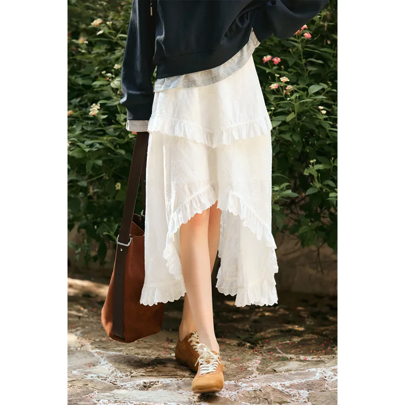 Olrain Casual Long Skirt Women's Cream White-1