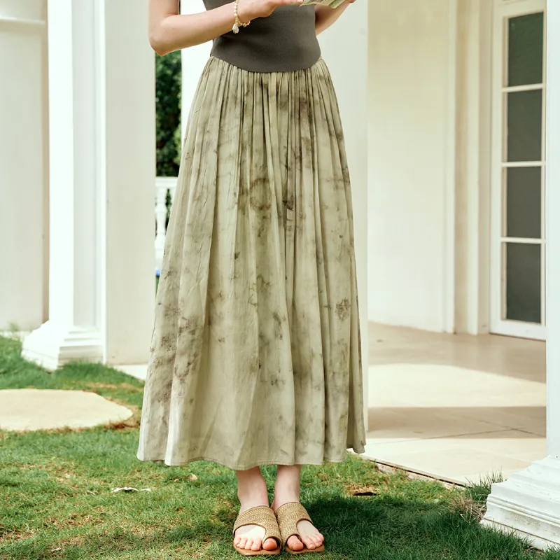 Olrain Casual Long Skirt Women's Tea Green-4