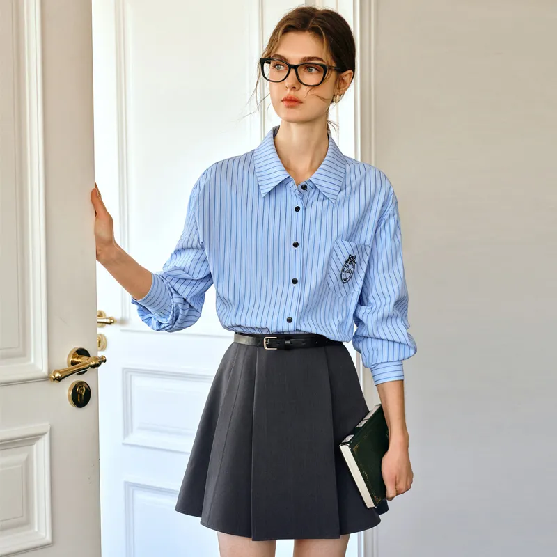 Olrain Long Sleeved Dresses Women's Blue-3