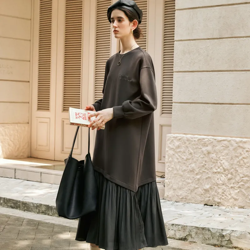Olrain Long Sleeved Dresses Women's Carbon Gray-3