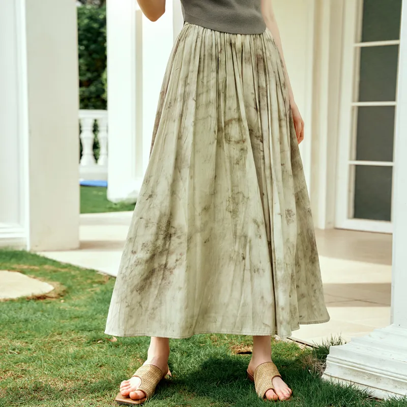 Olrain Casual Long Skirt Women's Tea Green-2
