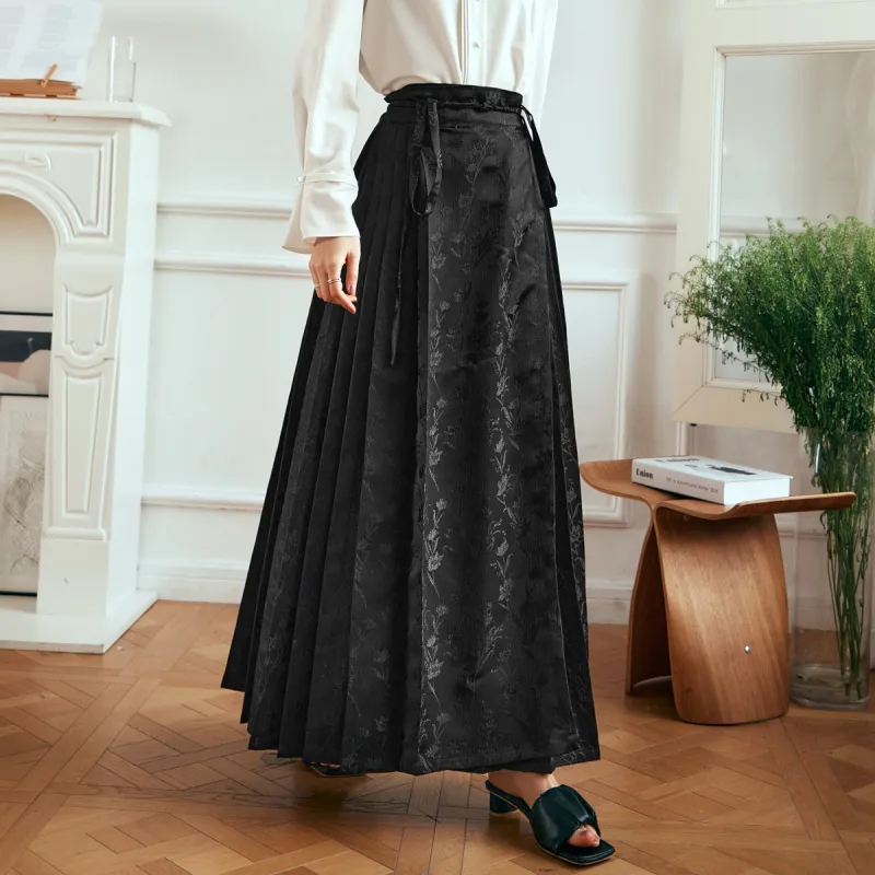 Olrain Casual Long Skirts Women's Black-2