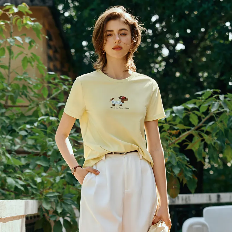 Olrain Regular T Shirt Women's Mustard Yellow-4