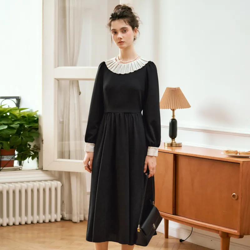 Olrain Long Sleeved Dresses Women's Black-5