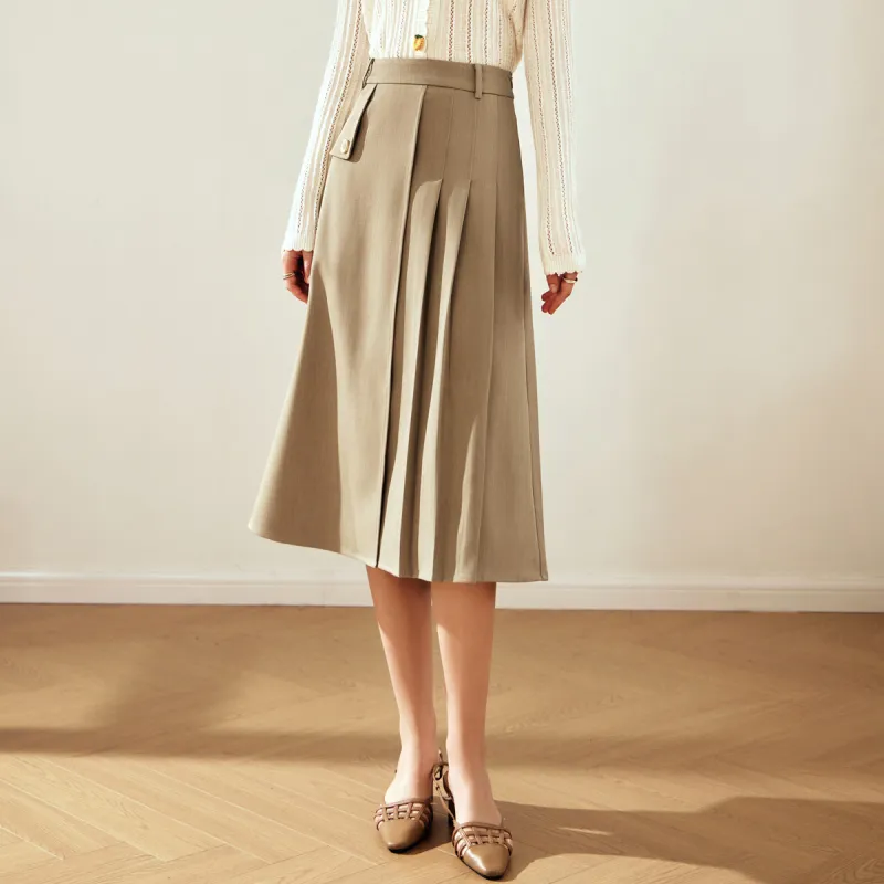 Olrain Casual Long Skirts Women's Khaki-2