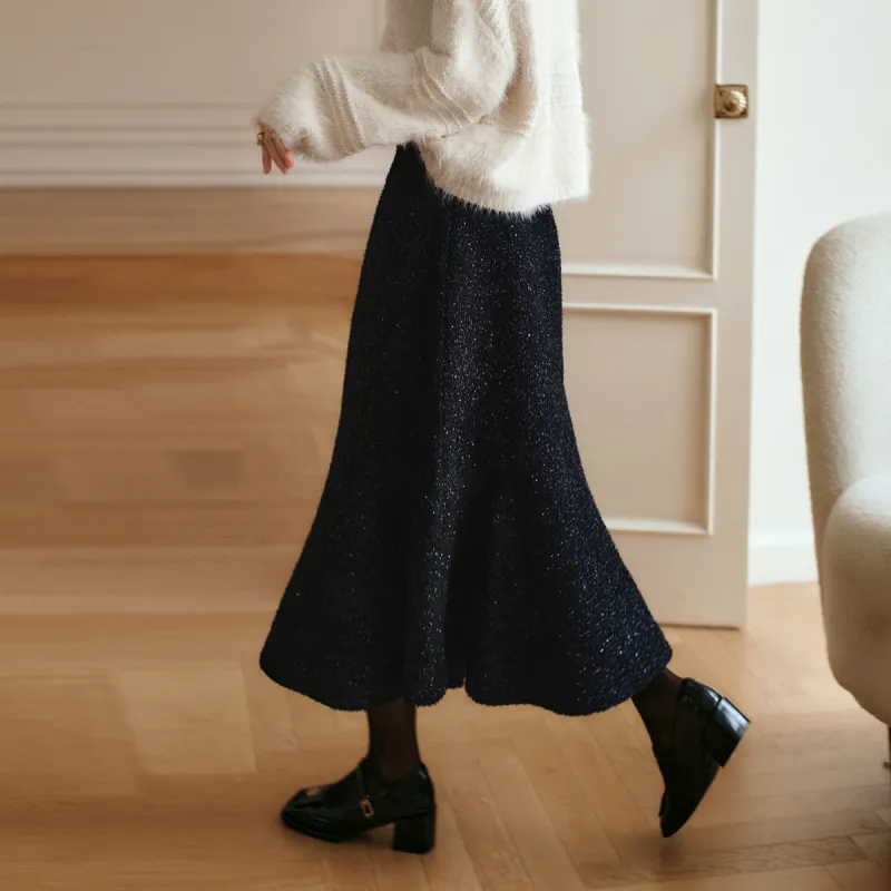 Olrain Casual Long Skirts Women's Black-6