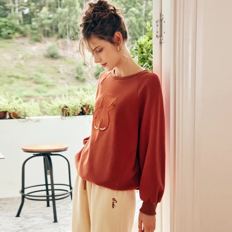 Olrain Sweatshirt Women's Orange Brown-5