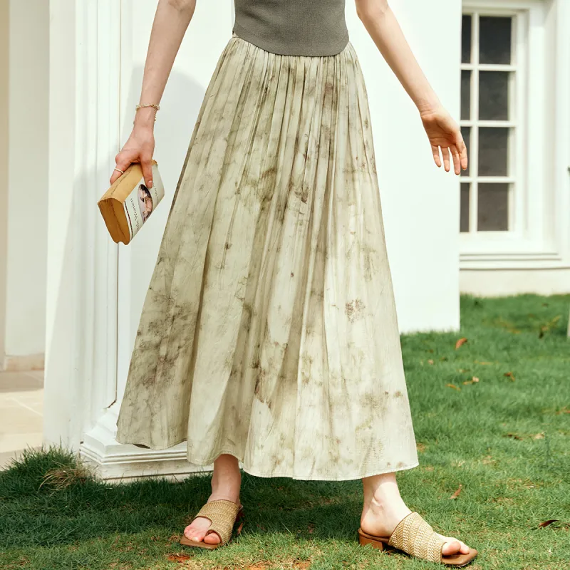 Olrain Casual Long Skirt Women's Tea Green-3