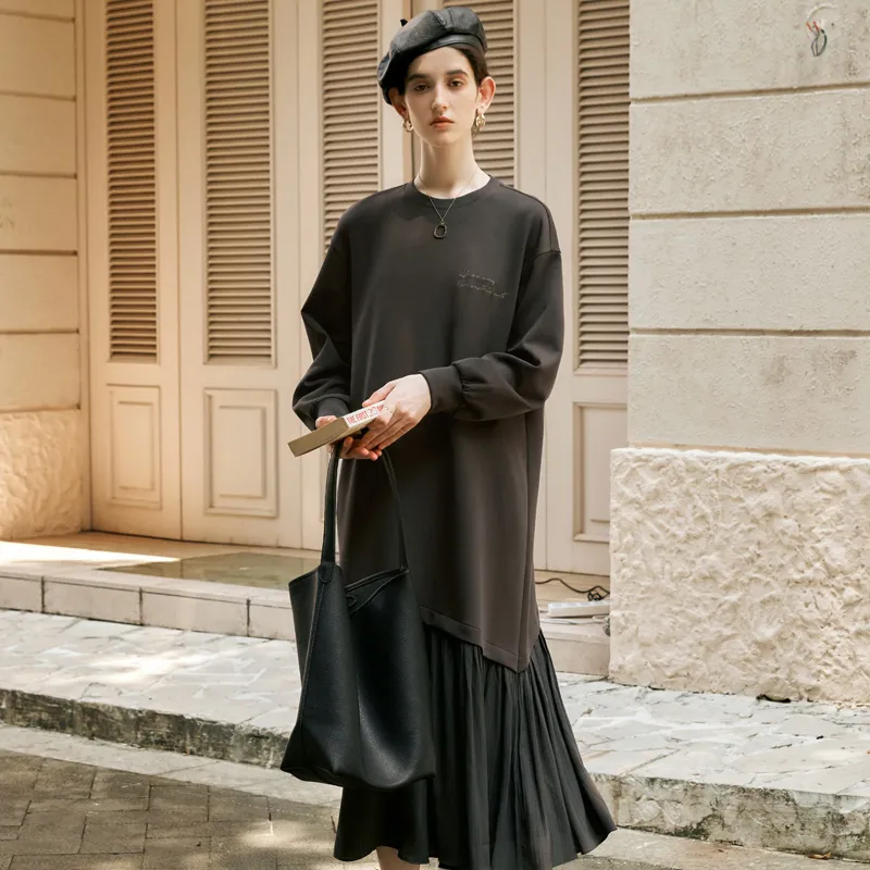 Olrain Long Sleeved Dresses Women's Carbon Gray-6
