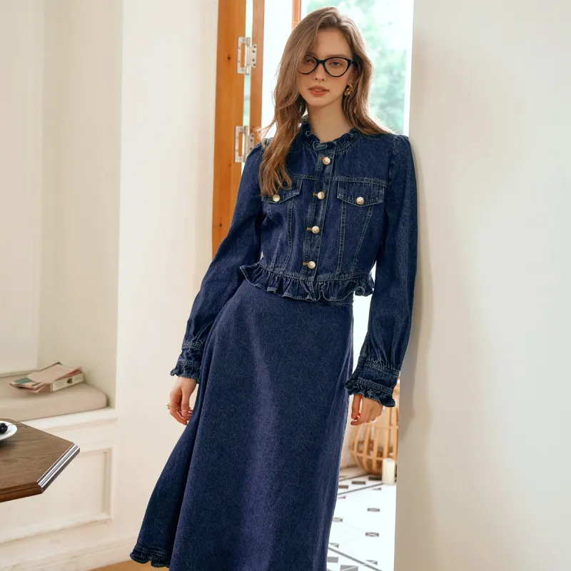 Olrain Skirt Set Women's Dark Blue-6
