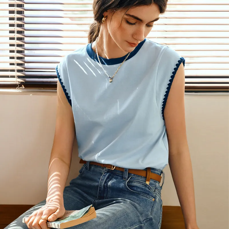 Olrain T Shirts Women's Blue-1