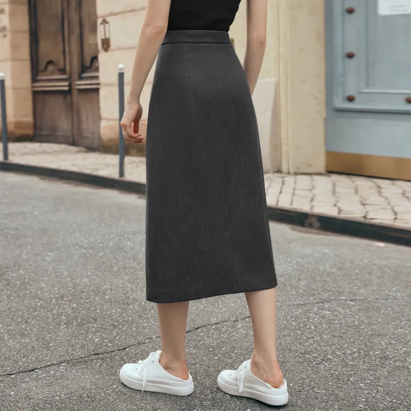 Olrain Casual Long Skirts Women's Premium Gray-6