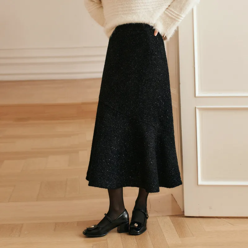 Olrain Casual Long Skirts Women's Black-2