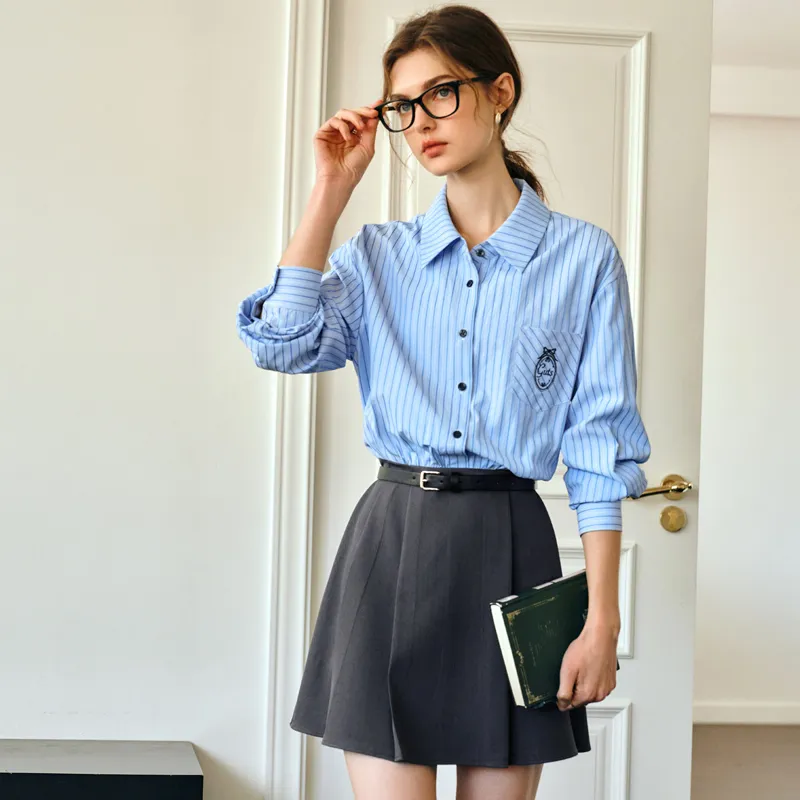Olrain Long Sleeved Dresses Women's Blue-5