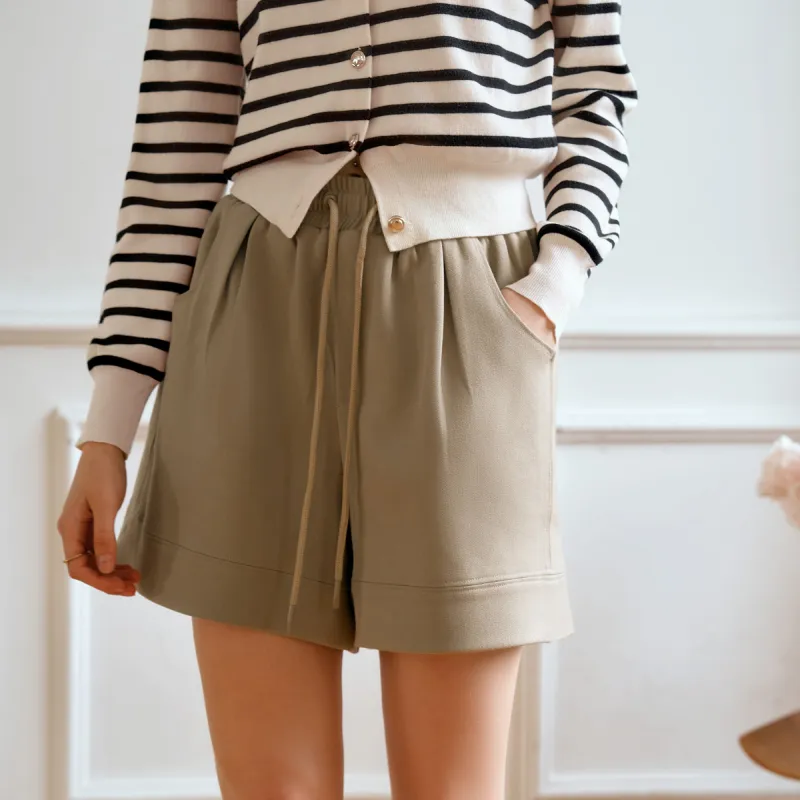 Olrain Casual Shorts Women's Khaki-5
