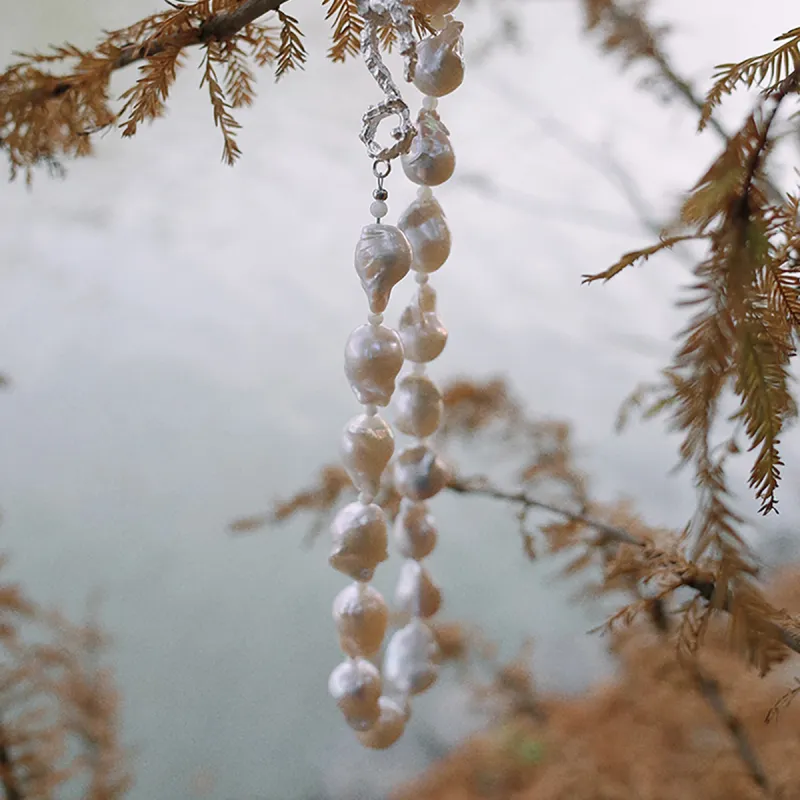 Qurioustone 925 Sterling Silver Baroque Pearl Necklaces Unisex-6