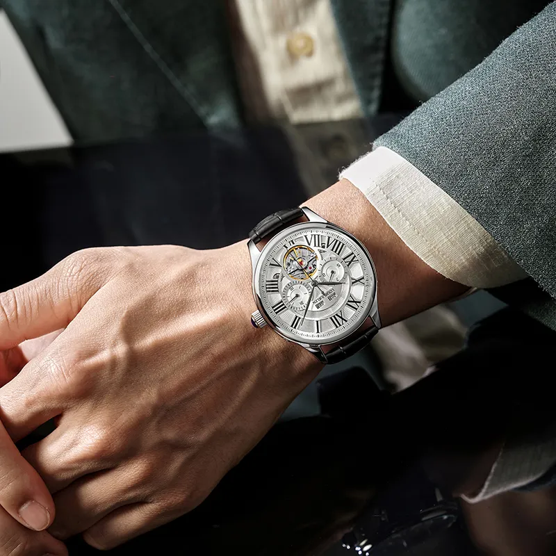 LOUIE JUELEN Automatic Mechanical Movement Watch Men's Watches Silver Dial-17