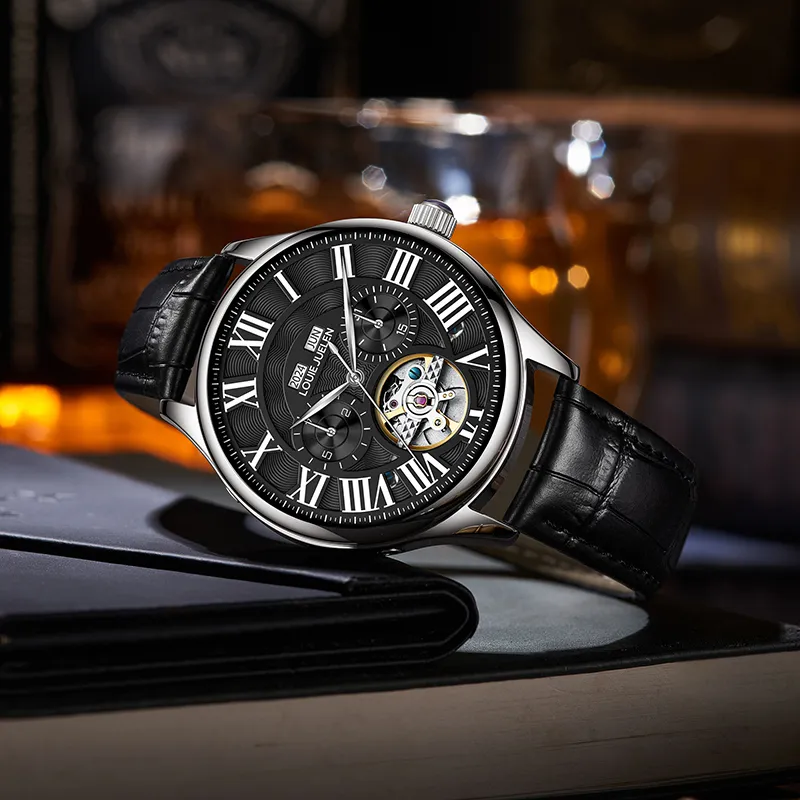 LOUIE JUELEN Automatic Mechanical Movement Watch Men's Watches Silver Dial-24