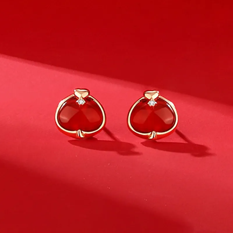 Nine Music Agate Jade Stud Earrings Women's-3