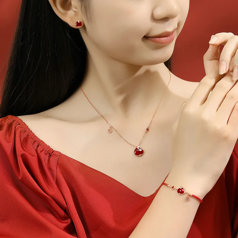 Nine Music Agate Jade Stud Earrings Women's-6