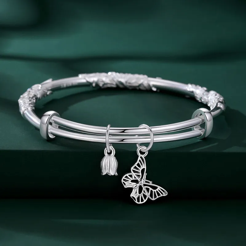 Nine Music 999 Fine Silver Bangles Women's Bestie Mom Exquisite Box-20