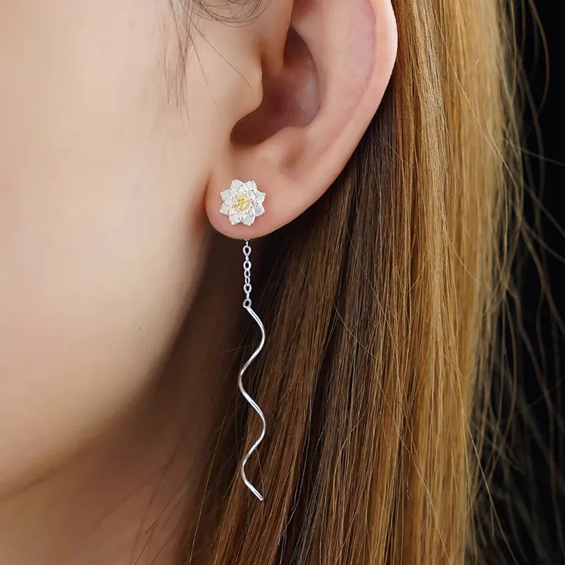 Nine Music S925 Silver Drop Earrings Women's-4