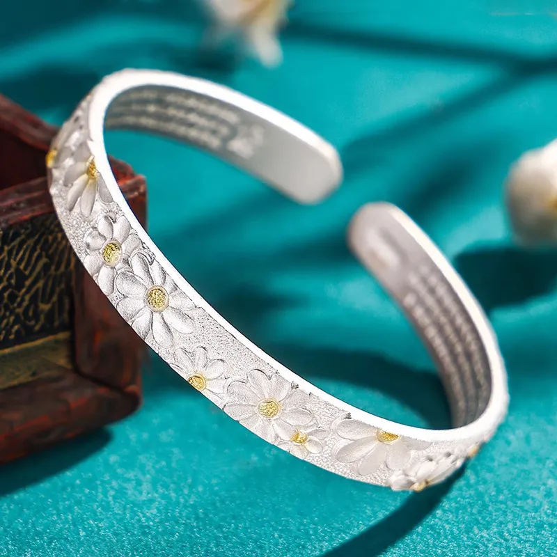 Nine Music 999 Fine Silver Bangles Women's-1