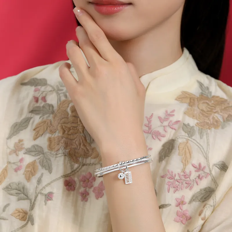 Nine Music 999 Fine Silver Bangles Women's-4