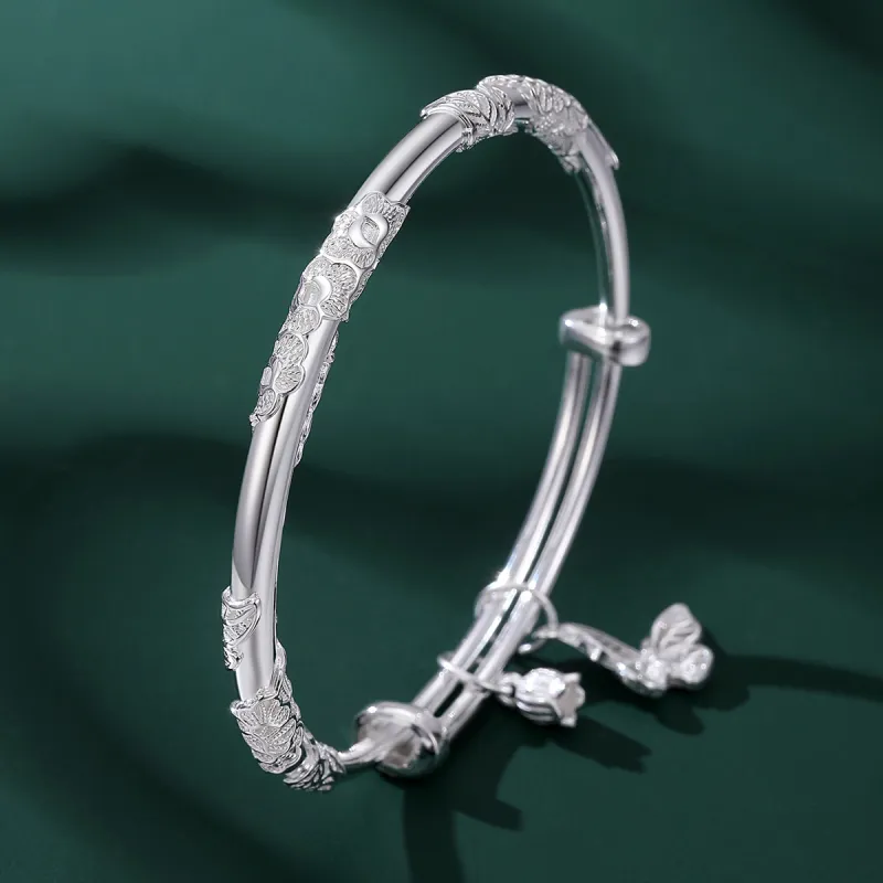 Nine Music 999 Fine Silver Bangles Women's Bestie Mom Exquisite Box-27